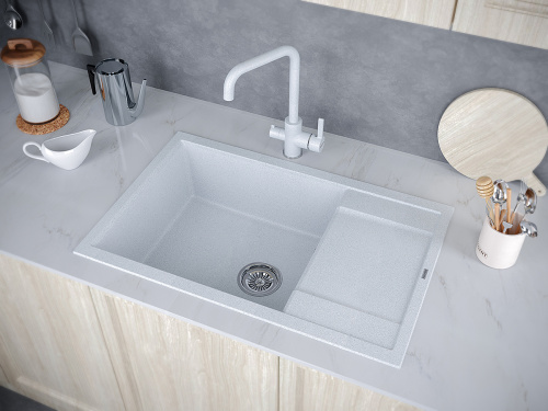 Кухонная мойка Paulmark FLUGEN 60 PM317850-GR 80х50 цвет серый - фото 3